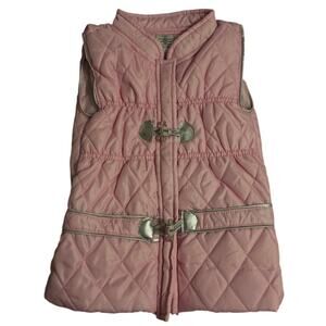 Winter Quilted Girl's Vest Toddler 4 Pink Silver Zip Up Lined